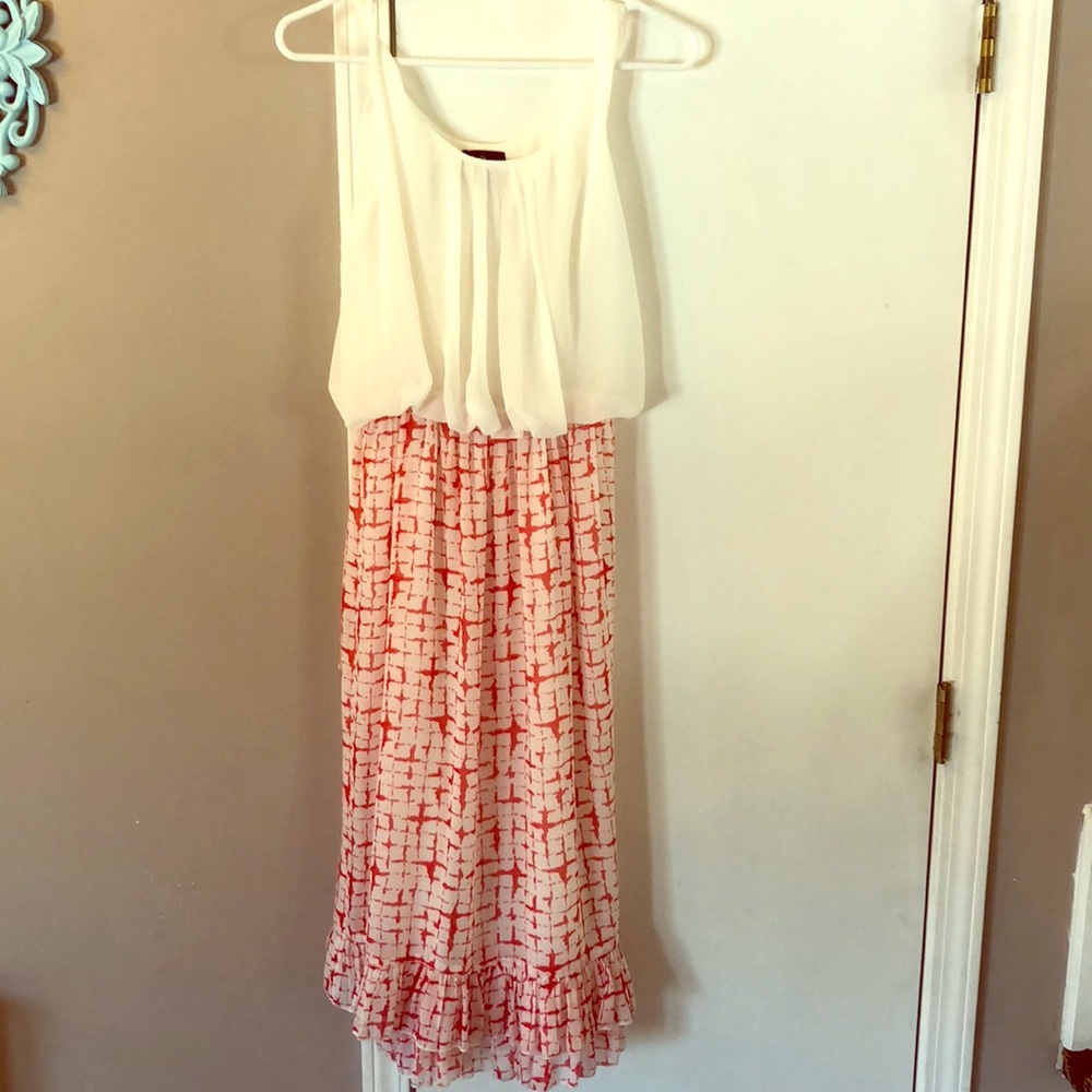 White and Red midi dress